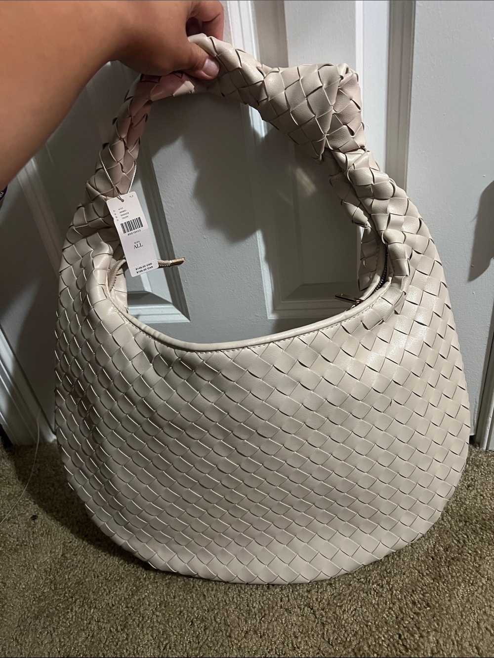 Anthropologie Woven Hobo Shoulder Bag - Cream